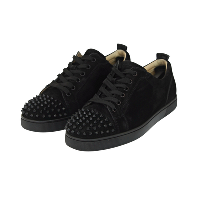 CHRISTIAN LOUBOUTIN LOUIS JUNIOR SPIKE | BLACK SUEDE | SIZE 8.5