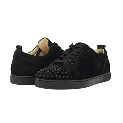 CHRISTIAN LOUBOUTIN LOUIS JUNIOR SPIKE | BLACK SUEDE | SIZE 8.5