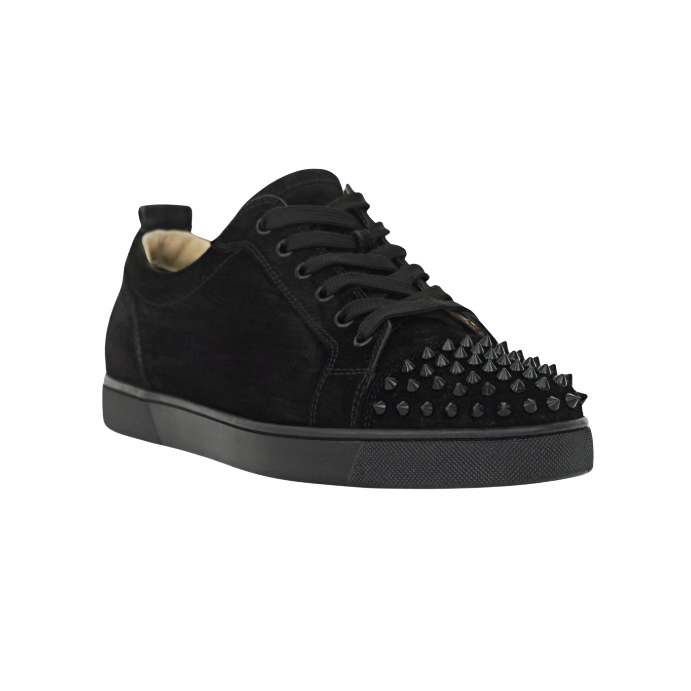 CHRISTIAN LOUBOUTIN LOUIS JUNIOR SPIKE | BLACK SUEDE | SIZE 8.5