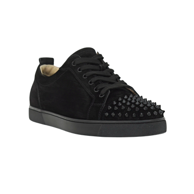 CHRISTIAN LOUBOUTIN LOUIS JUNIOR SPIKE | BLACK SUEDE | SIZE 8.5