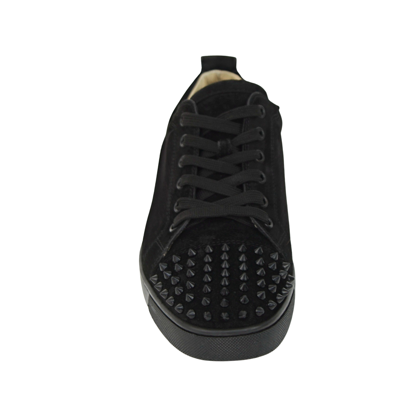 CHRISTIAN LOUBOUTIN LOUIS JUNIOR SPIKE | BLACK SUEDE | SIZE 8.5