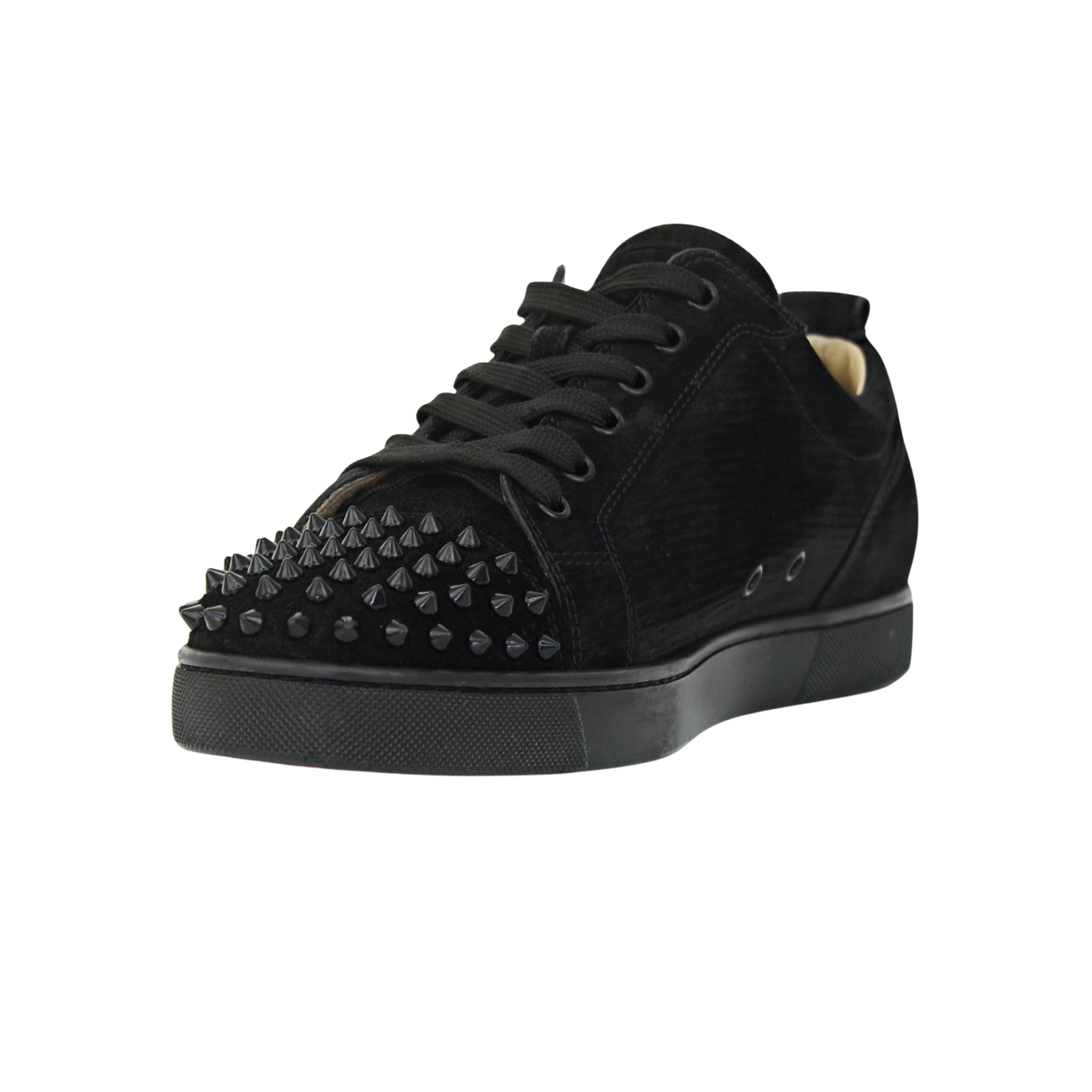 CHRISTIAN LOUBOUTIN LOUIS JUNIOR SPIKE | BLACK SUEDE | SIZE 8.5