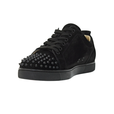 CHRISTIAN LOUBOUTIN LOUIS JUNIOR SPIKE | BLACK SUEDE | SIZE 8.5