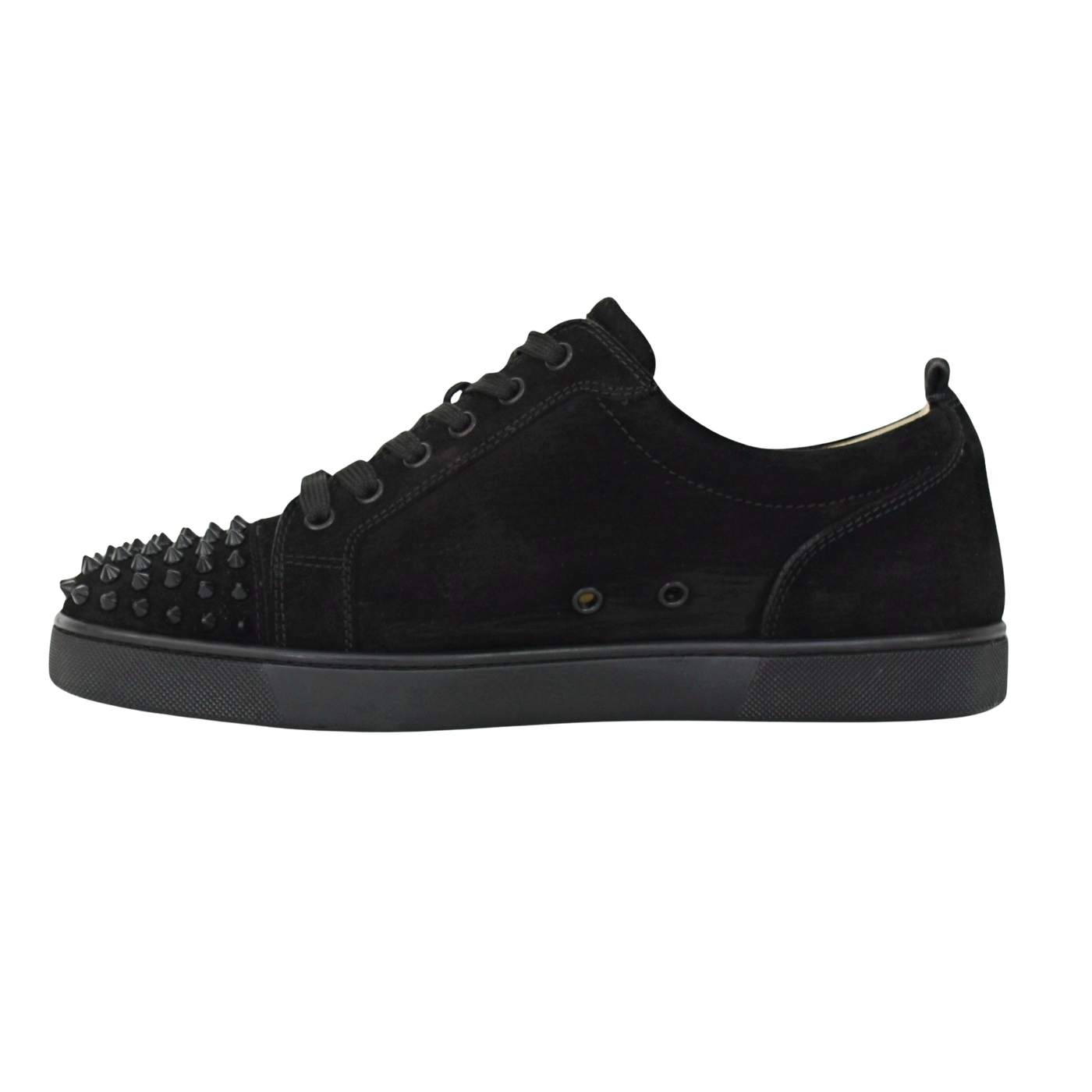 CHRISTIAN LOUBOUTIN LOUIS JUNIOR SPIKE | BLACK SUEDE | SIZE 8.5