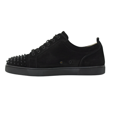 CHRISTIAN LOUBOUTIN LOUIS JUNIOR SPIKE | BLACK SUEDE | SIZE 8.5