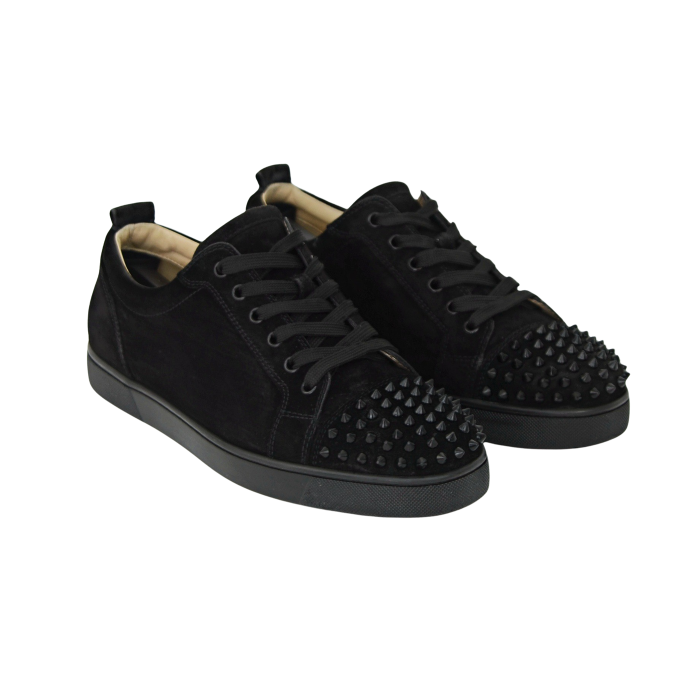 CHRISTIAN LOUBOUTIN LOUIS JUNIOR SPIKE | BLACK SUEDE | SIZE 8.5