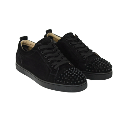 CHRISTIAN LOUBOUTIN LOUIS JUNIOR SPIKE | BLACK SUEDE | SIZE 8.5