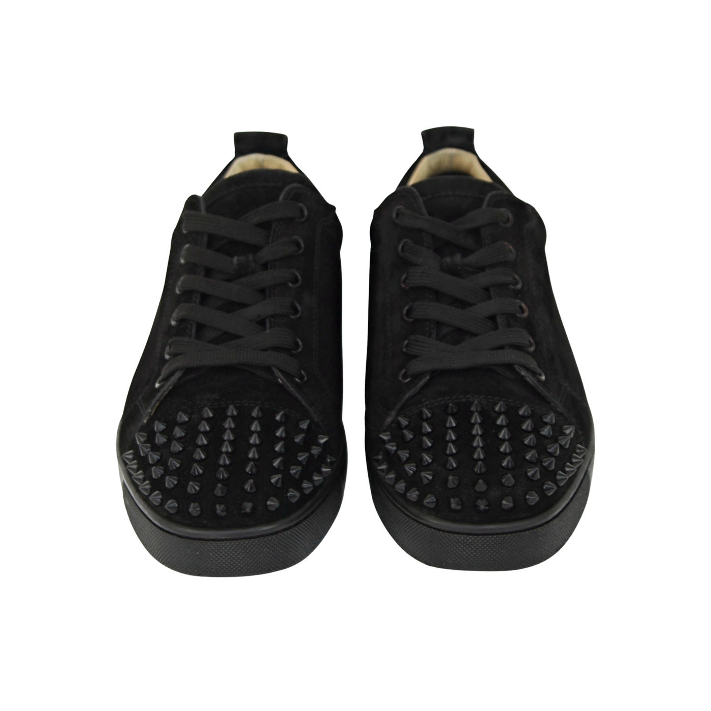CHRISTIAN LOUBOUTIN LOUIS JUNIOR SPIKE | BLACK SUEDE | SIZE 8.5