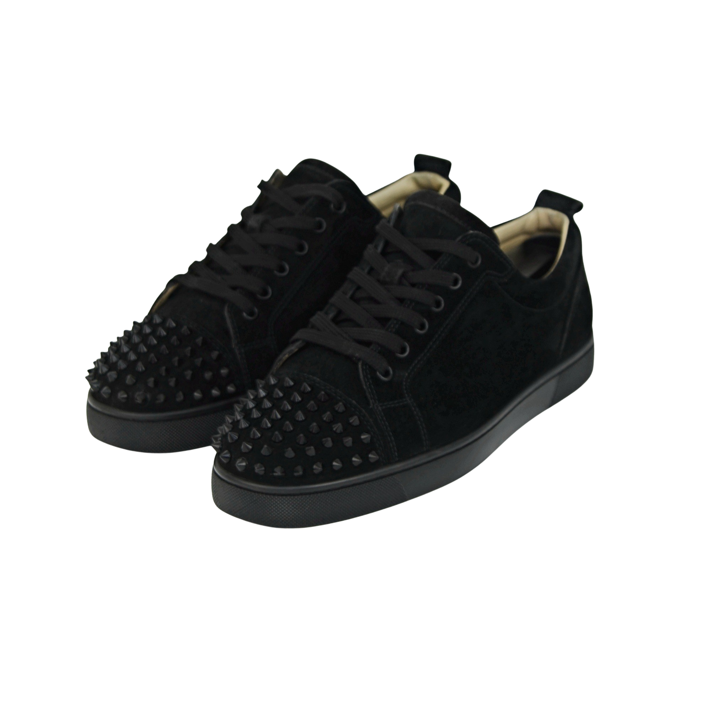 CHRISTIAN LOUBOUTIN LOUIS JUNIOR SPIKE | BLACK SUEDE | SIZE 7.5