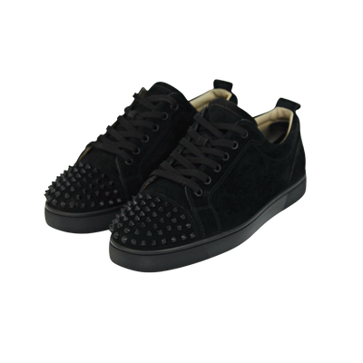 CHRISTIAN LOUBOUTIN LOUIS JUNIOR SPIKE | BLACK SUEDE | SIZE 7.5
