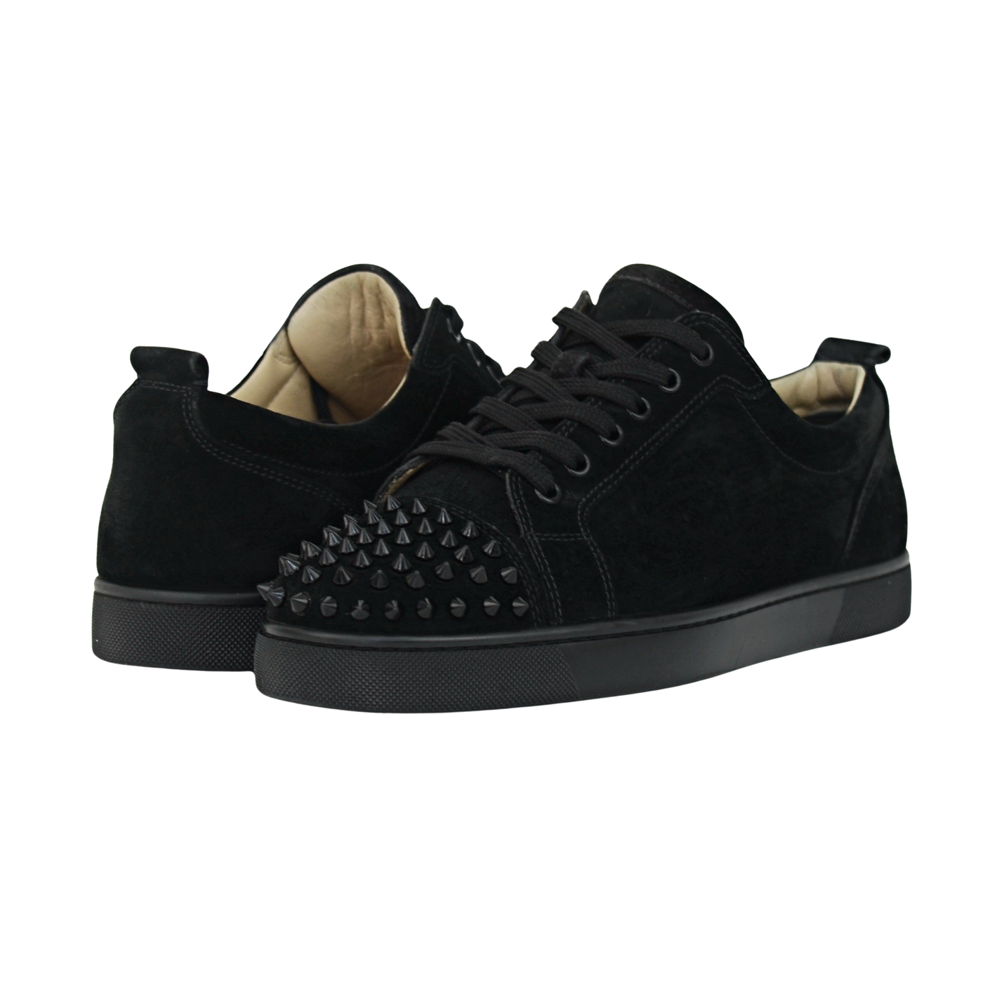 CHRISTIAN LOUBOUTIN LOUIS JUNIOR SPIKE | BLACK SUEDE | SIZE 7.5