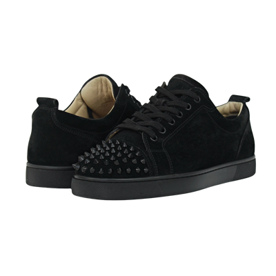 CHRISTIAN LOUBOUTIN LOUIS JUNIOR SPIKE | BLACK SUEDE | SIZE 7.5