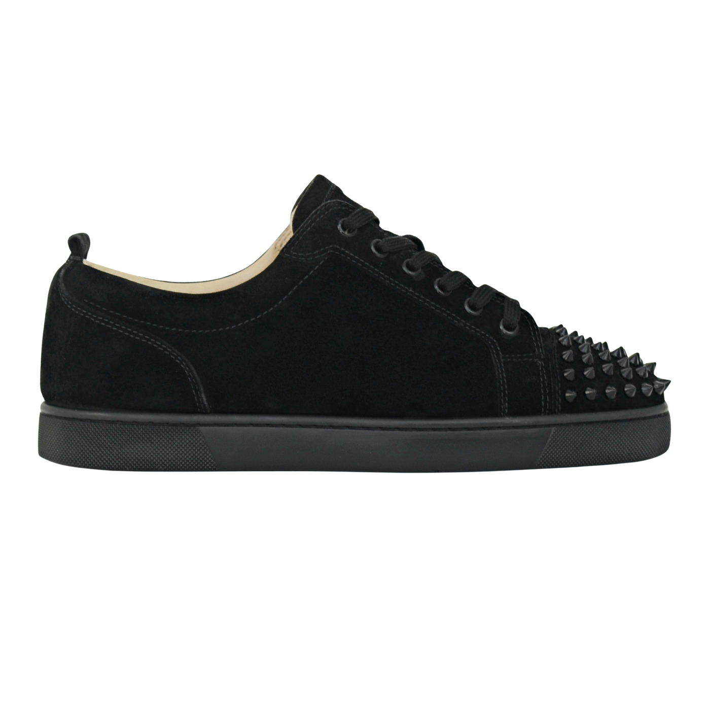 CHRISTIAN LOUBOUTIN LOUIS JUNIOR SPIKE | BLACK SUEDE | SIZE 7.5