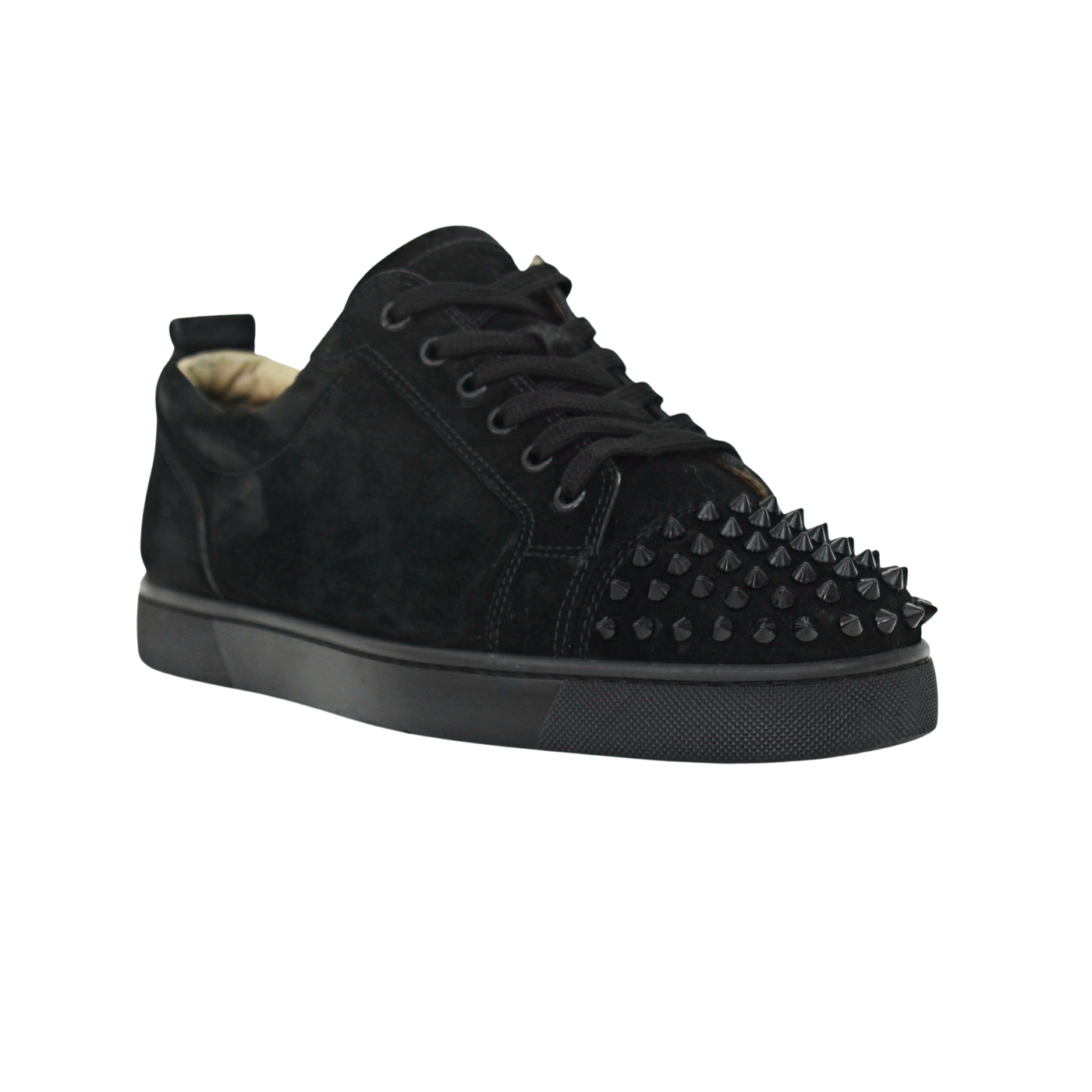 CHRISTIAN LOUBOUTIN LOUIS JUNIOR SPIKE | BLACK SUEDE | SIZE 7.5