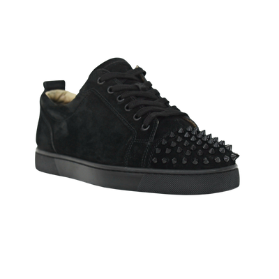 CHRISTIAN LOUBOUTIN LOUIS JUNIOR SPIKE | BLACK SUEDE | SIZE 7.5