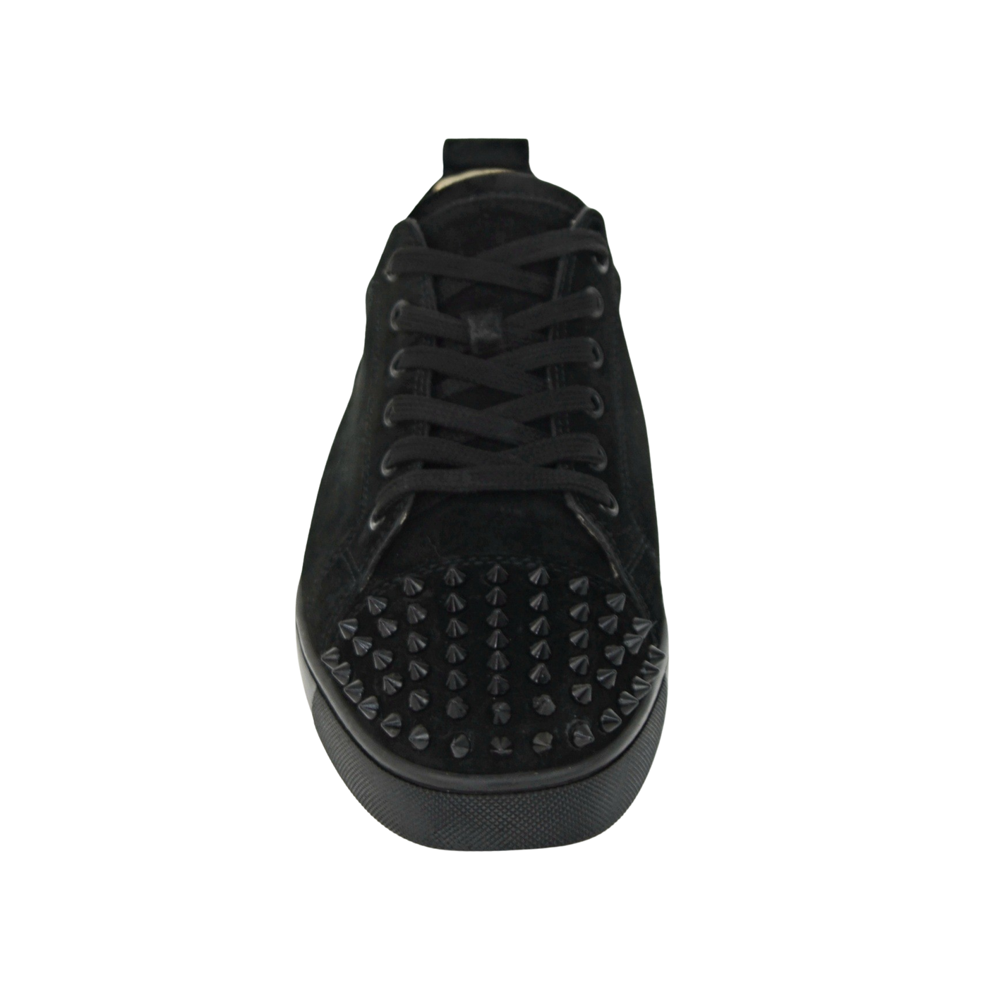 CHRISTIAN LOUBOUTIN LOUIS JUNIOR SPIKE | BLACK SUEDE | SIZE 7.5