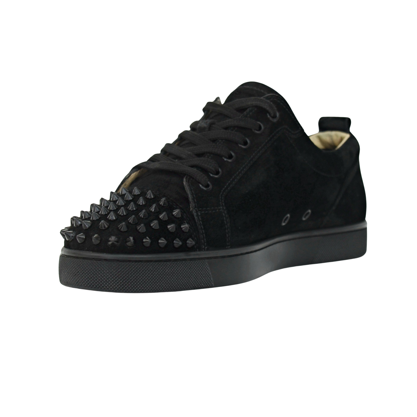 CHRISTIAN LOUBOUTIN LOUIS JUNIOR SPIKE | BLACK SUEDE | SIZE 7.5