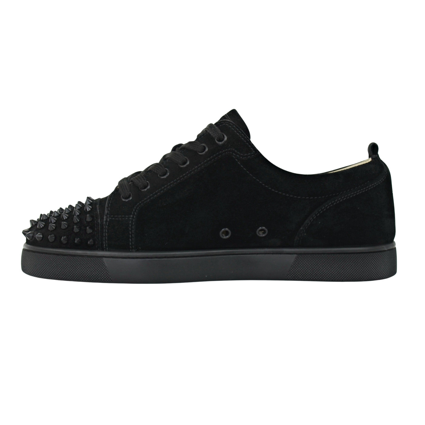 CHRISTIAN LOUBOUTIN LOUIS JUNIOR SPIKE | BLACK SUEDE | SIZE 7.5