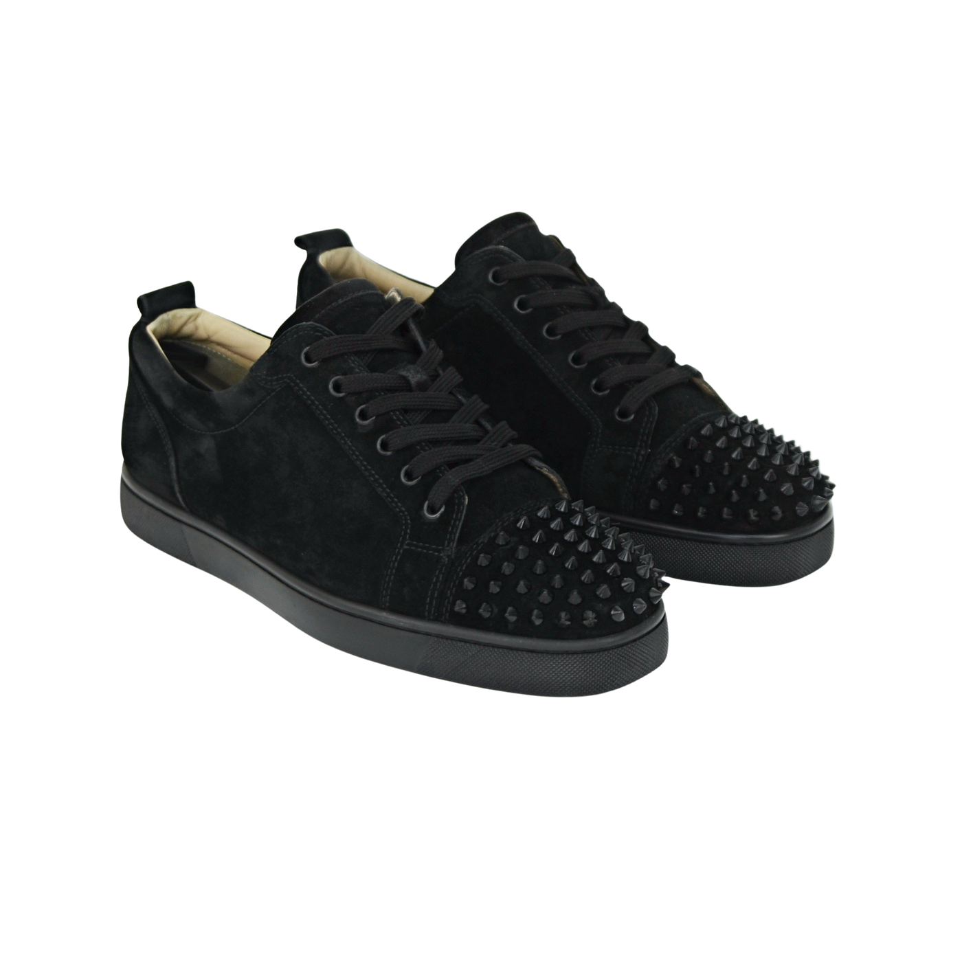 CHRISTIAN LOUBOUTIN LOUIS JUNIOR SPIKE | BLACK SUEDE | SIZE 7.5
