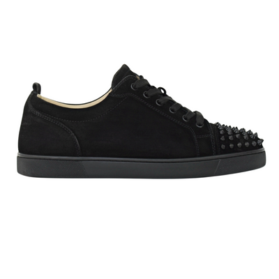 CHRISTIAN LOUBOUTIN LOUIS JUNIOR SPIKE | BLACK SUEDE | SIZE 8.5