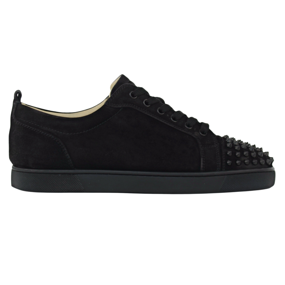 CHRISTIAN LOUBOUTIN LOUIS JUNIOR SPIKE | BLACK SUEDE | SIZE 9