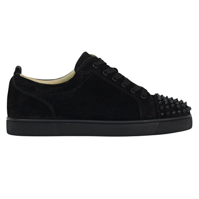 CHRISTIAN LOUBOUTIN LOUIS JUNIOR SPIKE | BLACK SUEDE | SIZE 7.5