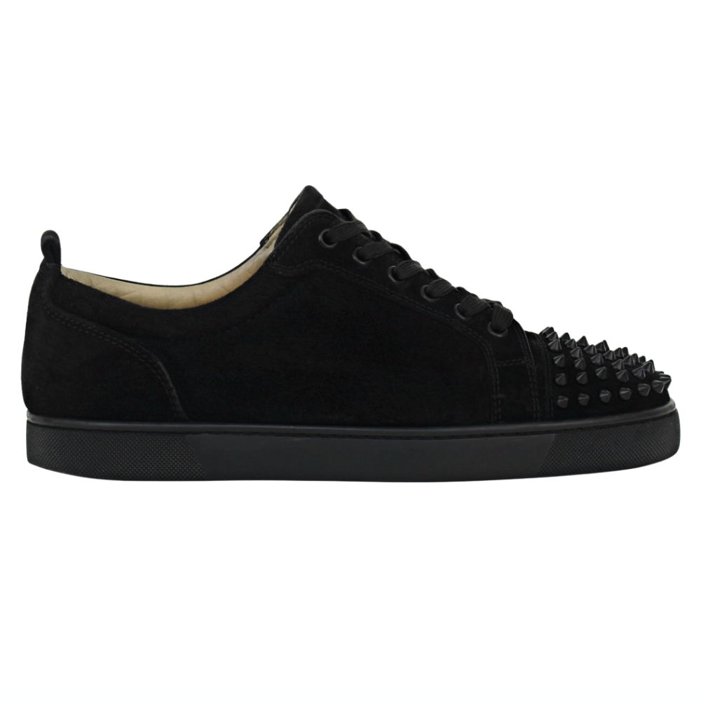 CHRISTIAN LOUBOUTIN LOUIS JUNIOR SPIKE | BLACK SUEDE | SIZE 7.5