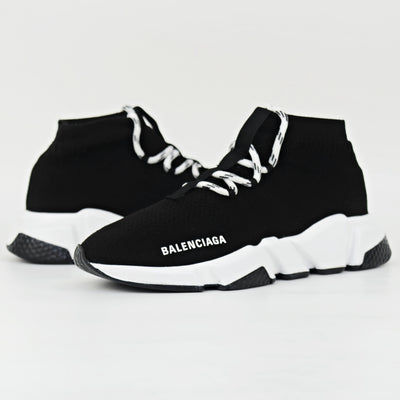 Womens Balenciaga Speed Lace-Up | Black & White | Size 5