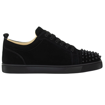 CHRISTIAN LOUBOUTIN LOUIS JUNIOR SPIKE | BLACK SUEDE | SIZE 7