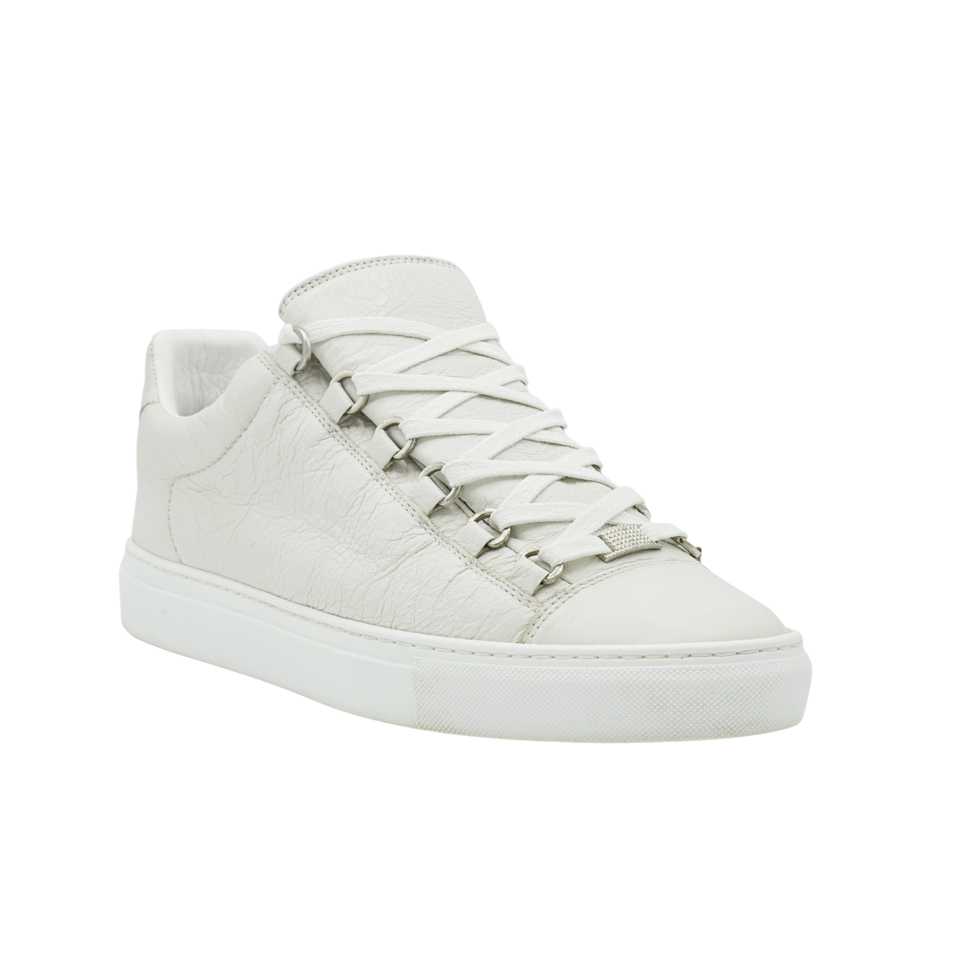 Balenciaga White Classic Arena Low Leather Sneaker Plastic Ponystyle  calfskin ref234363  Joli Closet